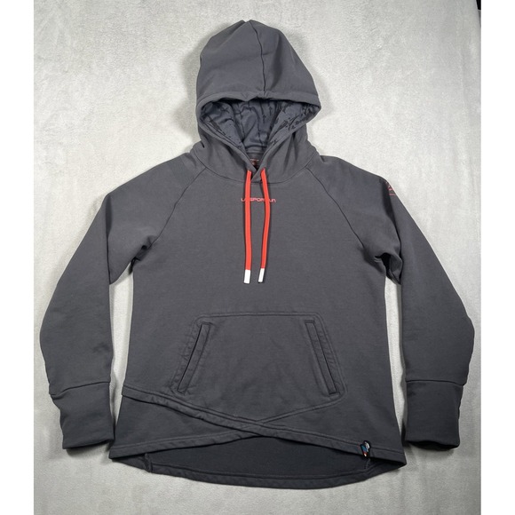 La Sportiva Stoke Hoodie Women L Carbon/Hibiscus Sweatshirt French Terry - Picture 2 of 14